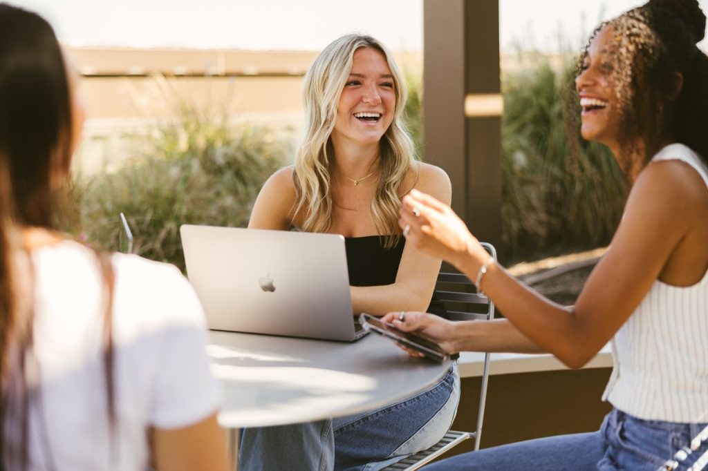 Texas A&M students hanging out on their computers