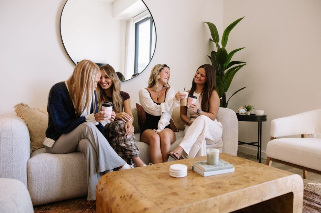 Texas A&M students spend time in their off-campus apartment in College Station.