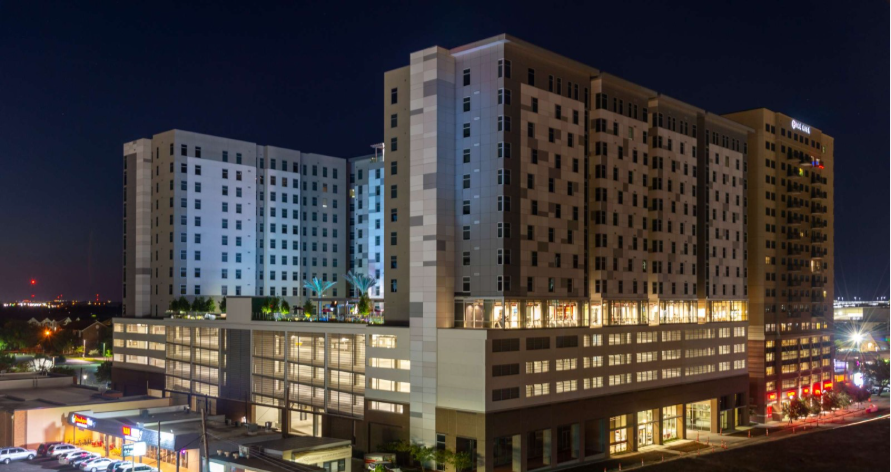 Ion building drone view near Texas A&M.