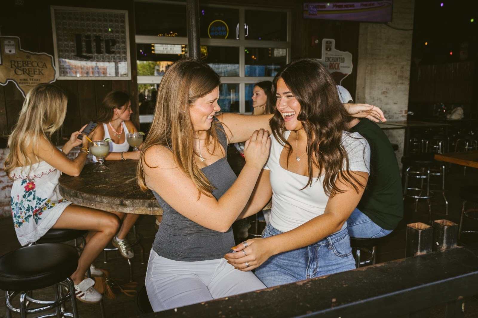 Texas A&M students hang out off-campus in College Station.