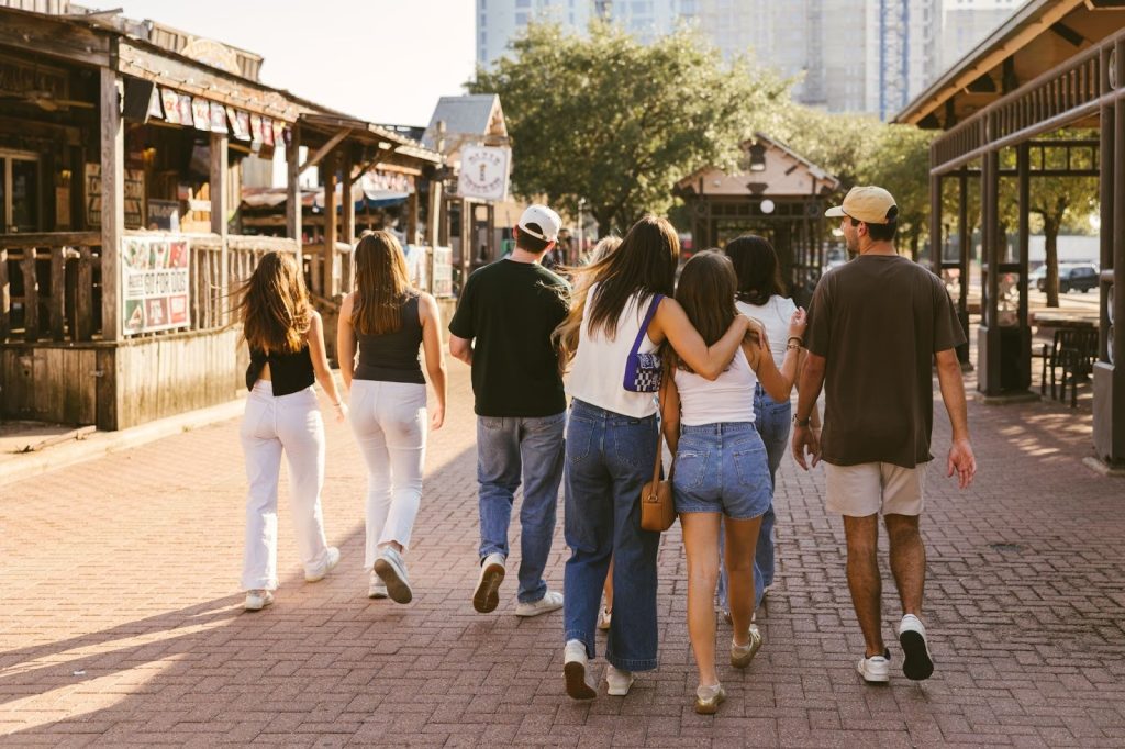 Texas A&M students walk in College Station.