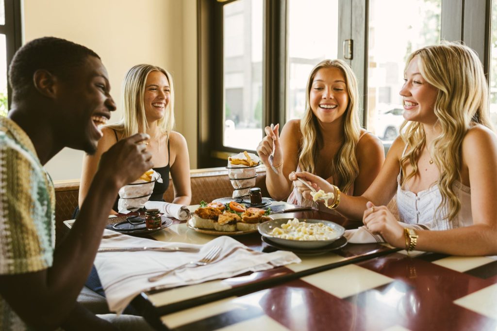 Texas A&M students have lunch off-campus in College Station. 