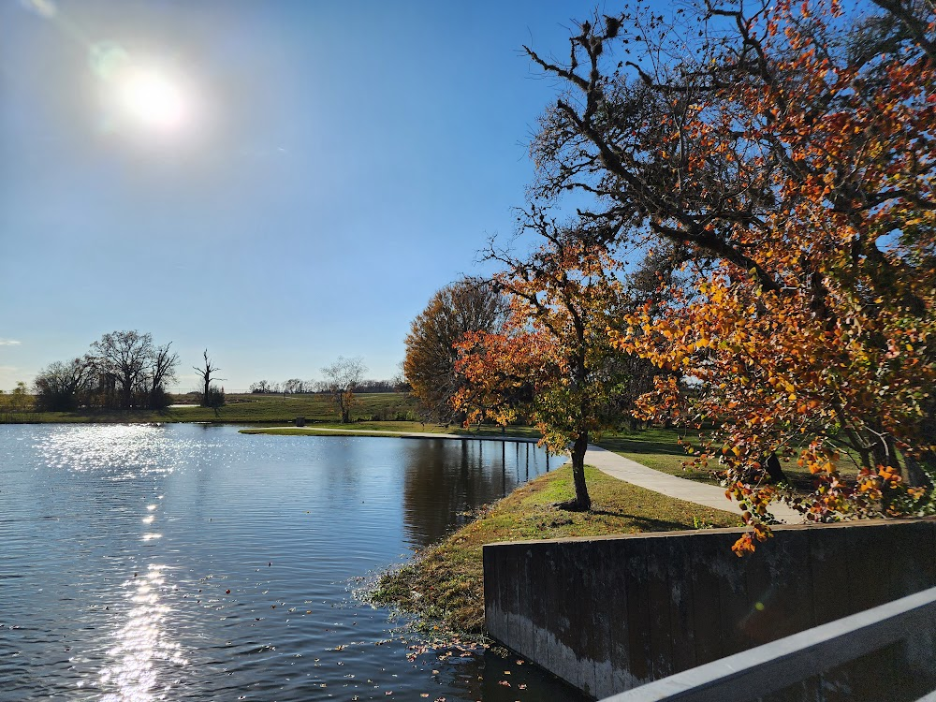 Outdoor, lakefront view of Research Park in College Station.