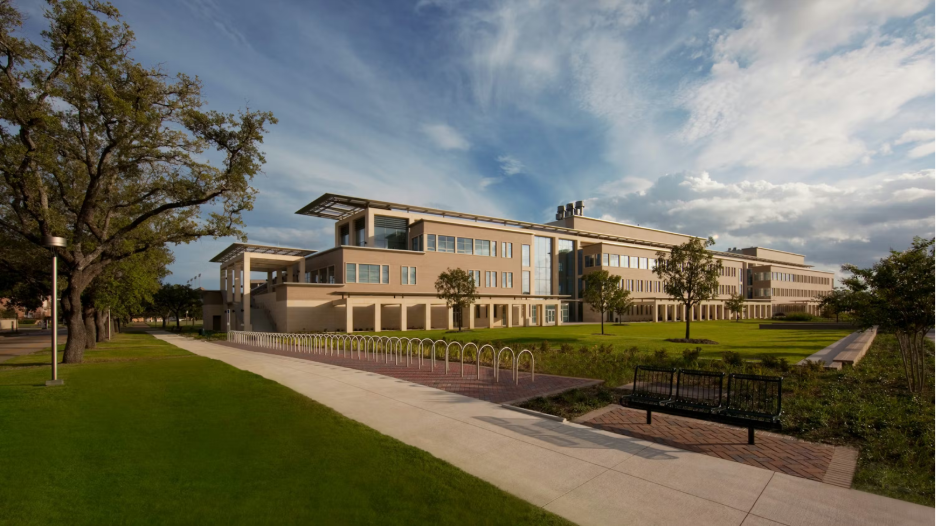 Exterior view of the Interdisciplinary Life Sciences Building on Texas A&M campus.