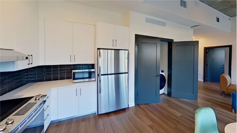 Kitchen appliances and finishes are adapted for optimal accessibility at The Jay.