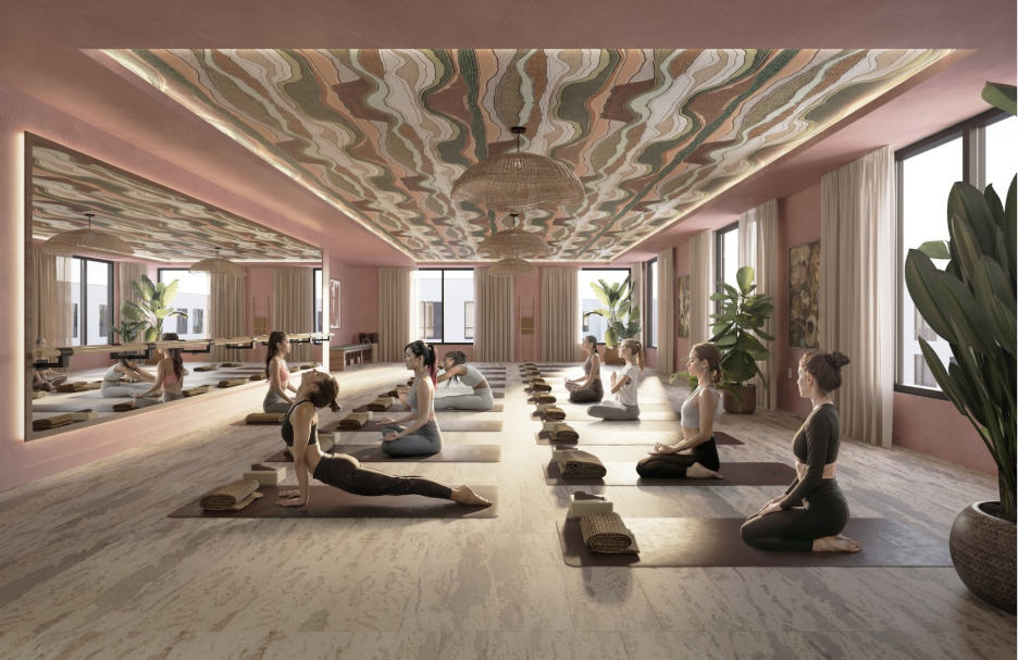 Rendering of The Jay’s yoga studio coming to College Station Fall 2027.