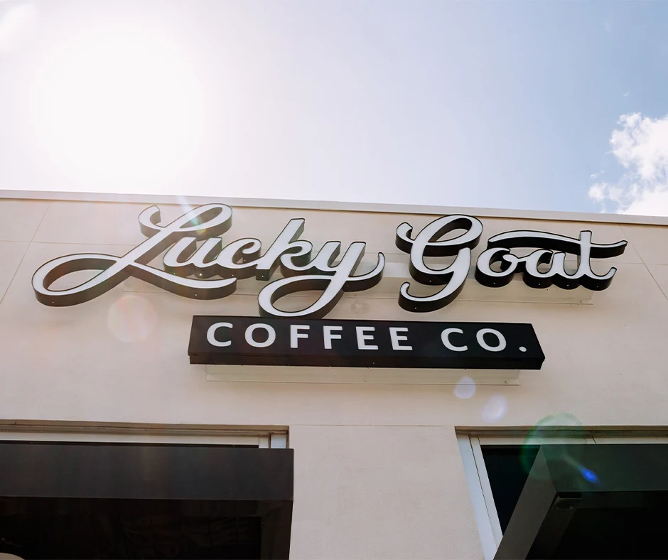 Lucky Goat Coffee shop in College Station at Jones Crossing near Texas A&M.