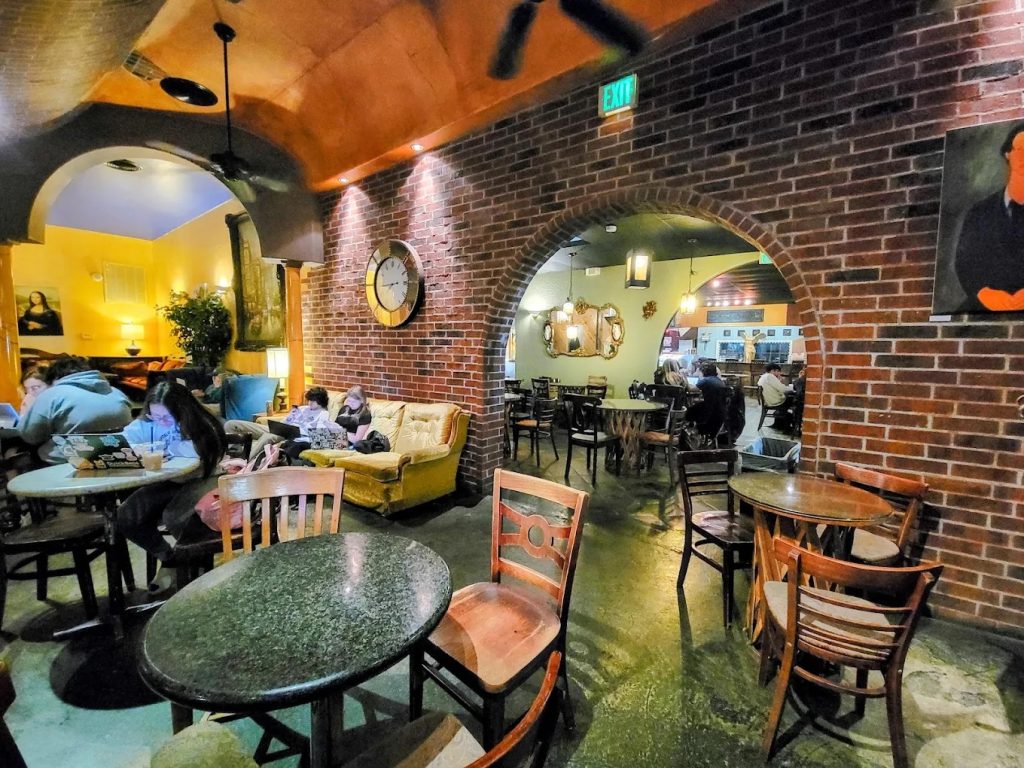 Cozy interior of Sweet Eugene's House of Java coffee shop n College Station near Texas A&M.